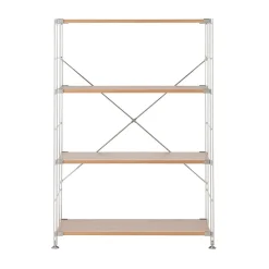 Discount Muji Étagère en acier inoxydable plaquée chêne large ‐ 4 niveaux (Dont Eco part. 2,80 €)