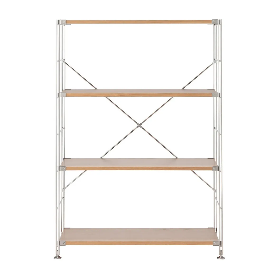 Discount Muji Étagère en acier inoxydable plaquée chêne large ‐ 4 niveaux (Dont Eco part. 2,80 €)