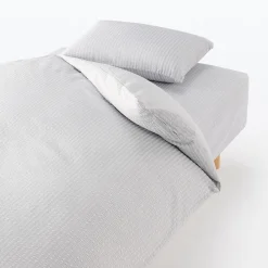 Clearance Muji Taie d'oreiller en coton Seersucker 65 x 65 cm