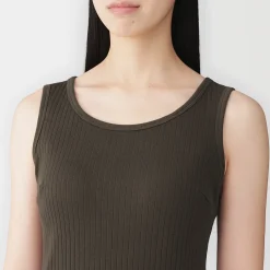 Clearance Muji Top brassière court côtelé en coton pour femme