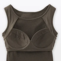 Clearance Muji Top brassière court côtelé en coton pour femme