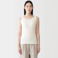 Clearance Muji Top brassière court côtelé en coton pour femme