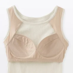 Clearance Muji Top brassière court côtelé en coton pour femme