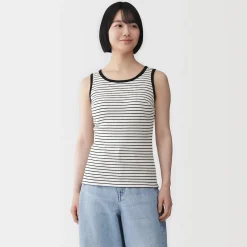 Clearance Muji Top brassière court côtelé en coton pour femme
