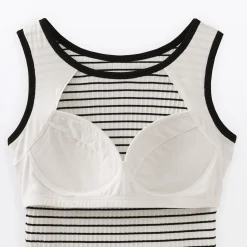 Clearance Muji Top brassière court côtelé en coton pour femme
