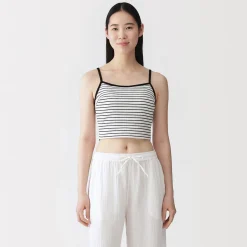 Online Muji Top brassière court côtelé en coton pour femme