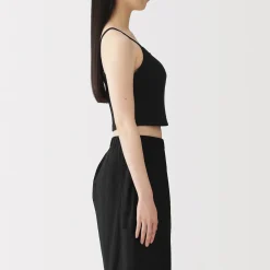 Online Muji Top brassière court côtelé en coton pour femme