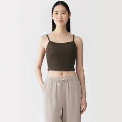 Online Muji Top brassière court côtelé en coton pour femme