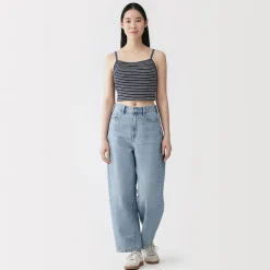 Online Muji Top brassière court côtelé en coton pour femme