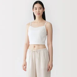 Online Muji Top brassière court côtelé en coton pour femme