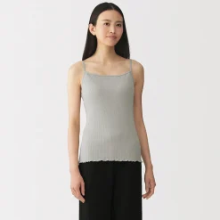 New Muji Top brassière lisse côtelé en mélange lyocell pour femme