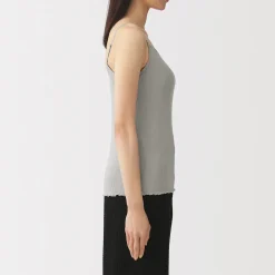 New Muji Top brassière lisse côtelé en mélange lyocell pour femme
