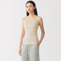 New Muji Top brassière lisse côtelé en mélange lyocell pour femme