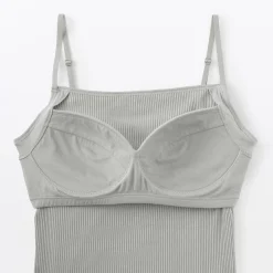 New Muji Top brassière lisse côtelé en mélange lyocell pour femme