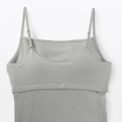 New Muji Top brassière lisse côtelé en mélange lyocell pour femme
