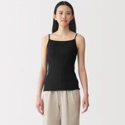 New Muji Top brassière lisse côtelé en mélange lyocell pour femme