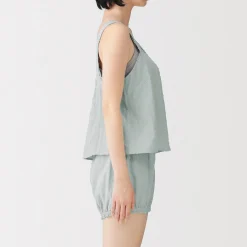 Hot Muji Top sans manches en double gaze à pois dobby pour femme