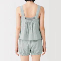 Hot Muji Top sans manches en double gaze à pois dobby pour femme