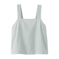 Hot Muji Top sans manches en double gaze à pois dobby pour femme