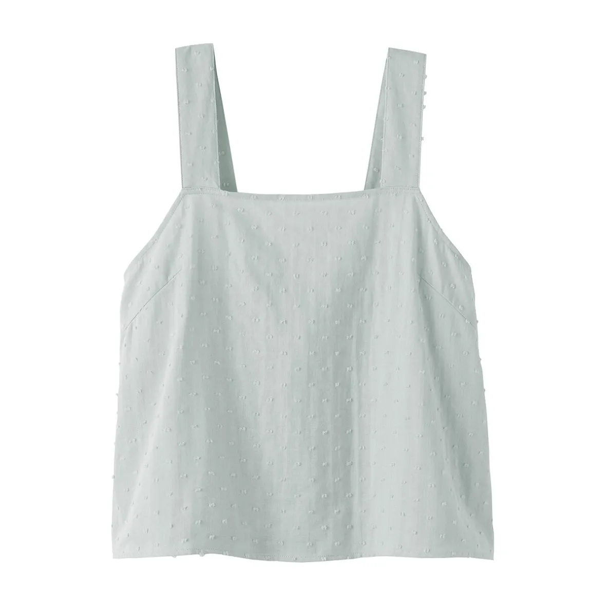 Hot Muji Top sans manches en double gaze à pois dobby pour femme