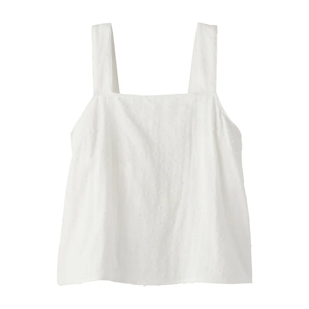 Hot Muji Top sans manches en double gaze à pois dobby pour femme