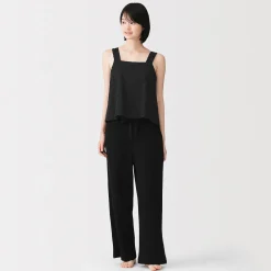 Hot Muji Top sans manches en double gaze à pois dobby pour femme