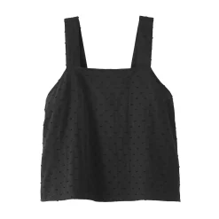 Hot Muji Top sans manches en double gaze à pois dobby pour femme