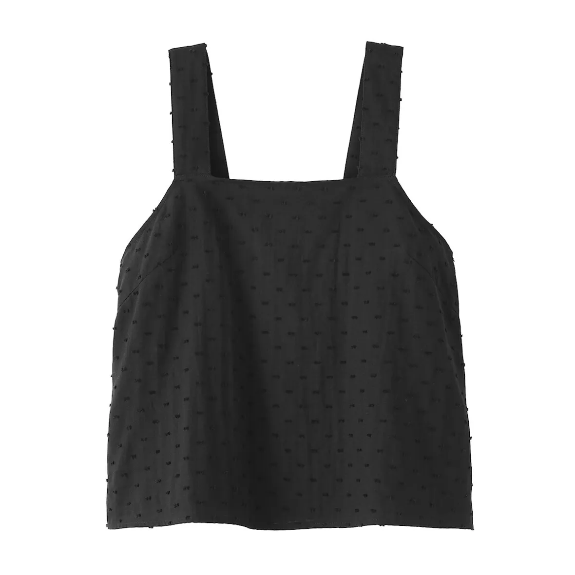 Hot Muji Top sans manches en double gaze à pois dobby pour femme