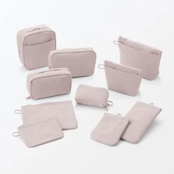Discount Muji Trousse de maquillage à poser en nylon texturé