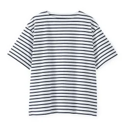 Muji T-shirt à col bateau en coton épais délavé pour homme