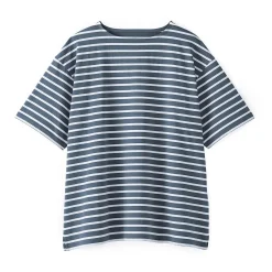 Muji T-shirt à col bateau en coton épais délavé pour homme