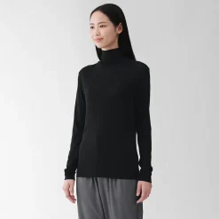 Discount Muji T-shirt à col roulé transparent à manches longues en mélange de lyocell pour femme