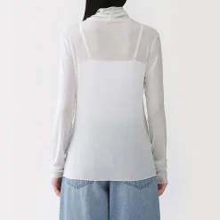 Discount Muji T-shirt à col roulé transparent à manches longues en mélange de lyocell pour femme