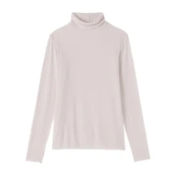 Discount Muji T-shirt à col roulé transparent à manches longues en mélange de lyocell pour femme