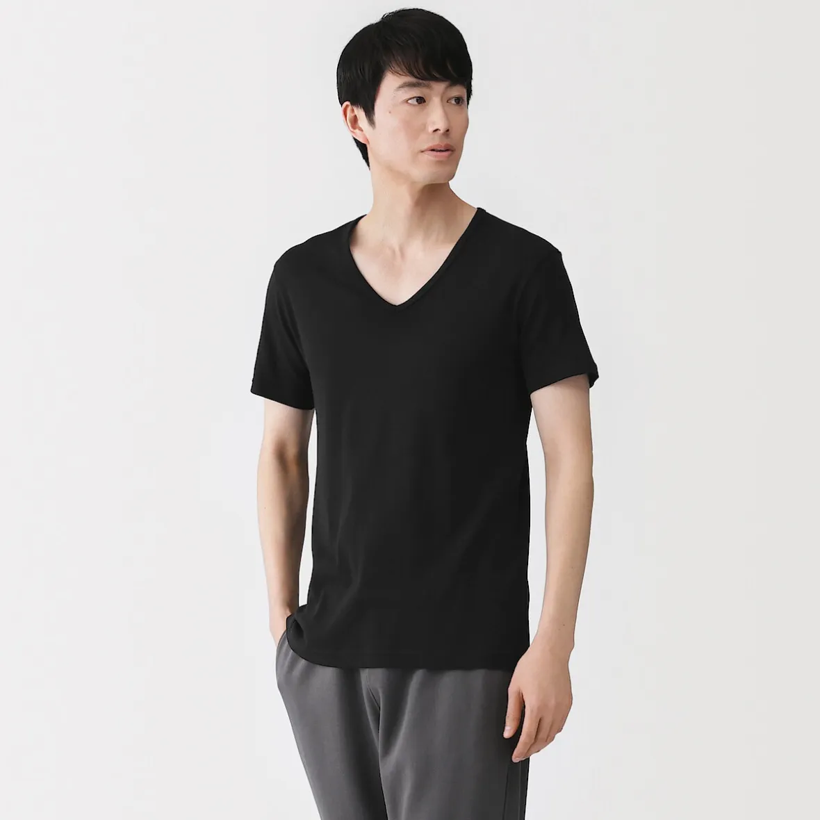 Online Muji T‐shirt à col V en coton respirant pour homme