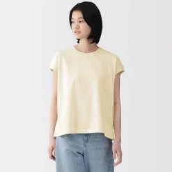 New Muji T-shirt à mancherons en coton épais pour femme