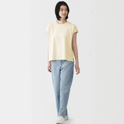 New Muji T-shirt à mancherons en coton épais pour femme