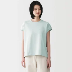 New Muji T-shirt à mancherons en coton épais pour femme