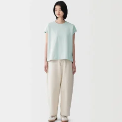 New Muji T-shirt à mancherons en coton épais pour femme