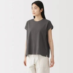 New Muji T-shirt à mancherons en coton épais pour femme