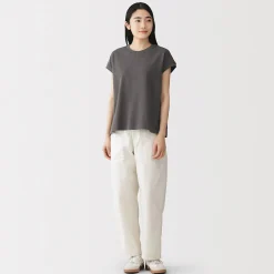New Muji T-shirt à mancherons en coton épais pour femme
