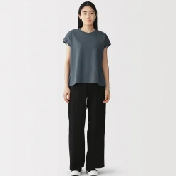 New Muji T-shirt à mancherons en coton épais pour femme