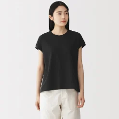 New Muji T-shirt à mancherons en coton épais pour femme