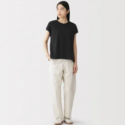 New Muji T-shirt à mancherons en coton épais pour femme