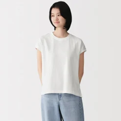 New Muji T-shirt à mancherons en coton épais pour femme