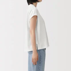 New Muji T-shirt à mancherons en coton épais pour femme