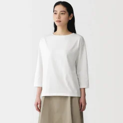 Clearance Muji T‐shirt à manches 3/4 en coton mélangé pour femme