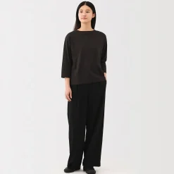 Clearance Muji T‐shirt à manches 3/4 en coton mélangé pour femme