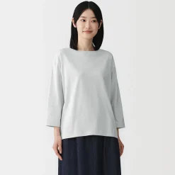 Clearance Muji T‐shirt à manches 3/4 en coton mélangé pour femme