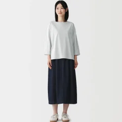 Clearance Muji T‐shirt à manches 3/4 en coton mélangé pour femme